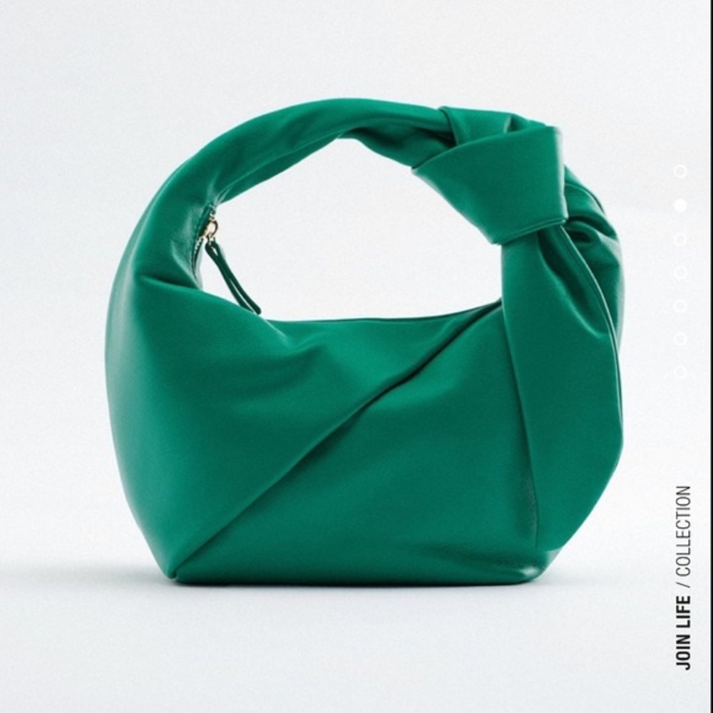 Zara blue green leather handbag